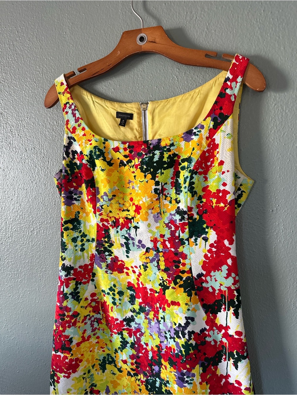 MADISON Artsy Splatter Print Two Way Back Zipper Sheath Dress | 8 - Picture 7 of 16